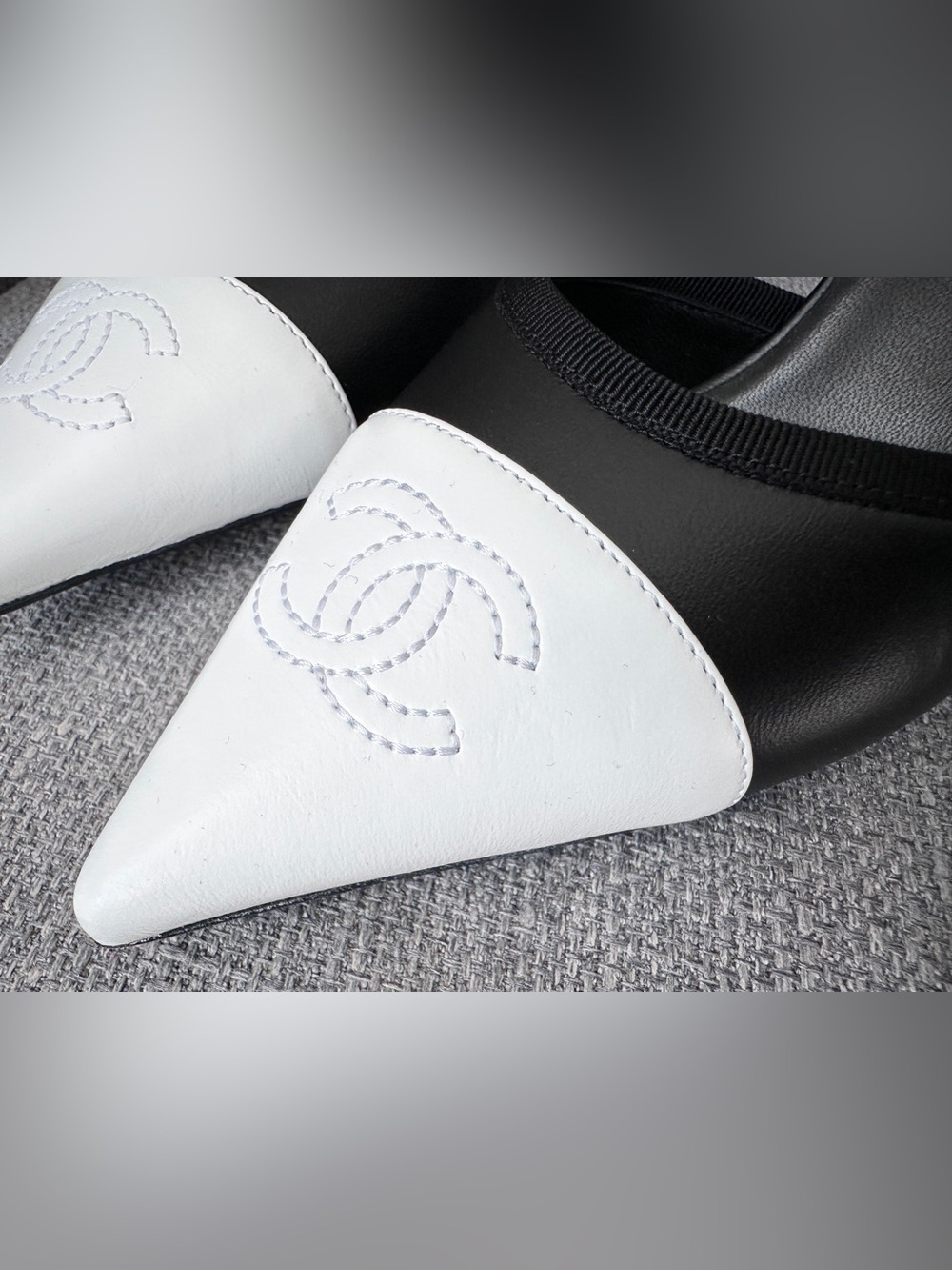 2026 CHANEL BLAZY BLACK LEATHER WHITE TOE CC LOGO SANDALS HEELS SHOES size 38C - Picture 8 of 16